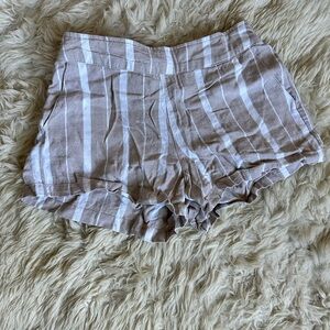 Striped Tan and White Women's Shorts